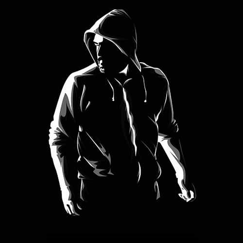 dp pic - a man in a hoodie standing in the dark