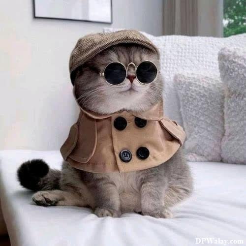 a cat wearing sunglasses and a coat cute cat images for dp 