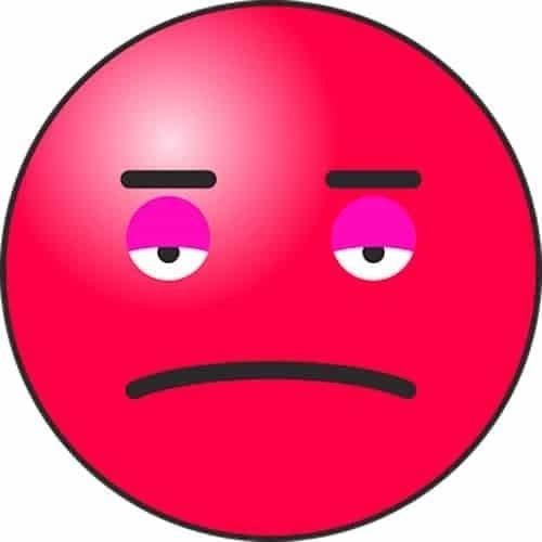 a red ball with a sad face-noEa