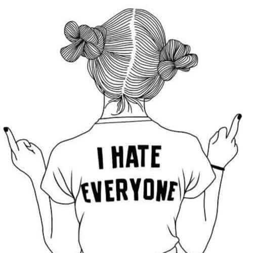 i hate love dp - a girl with her hands up and the words hate everyone