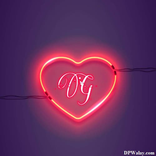 a heart shaped neon sign with the letter h g name pic