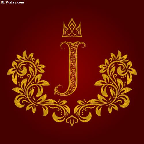 a gold letter j with a crown on a red background images by DPwalay