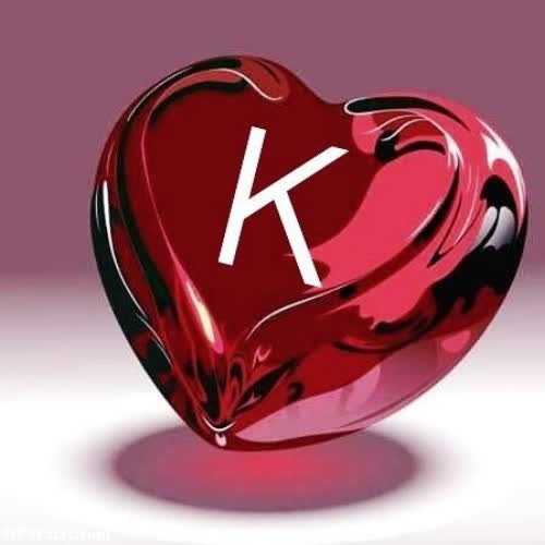 a red heart with the letter k on it-jQGs 