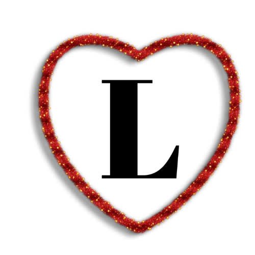 a heart shaped frame with the letter l