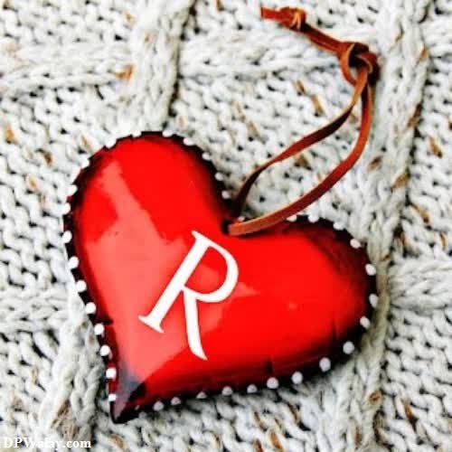 R Name DP - a red heart with a white letter on it-XYZE