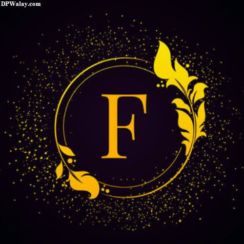 the letter f in the golden circle with butterflies 