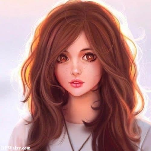 a girl with long brown hair and a white shirt-pvM7