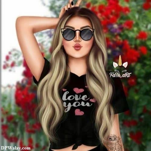 a woman with long blonde hair wearing sunglasses cartoon girl images for whatsapp dp 