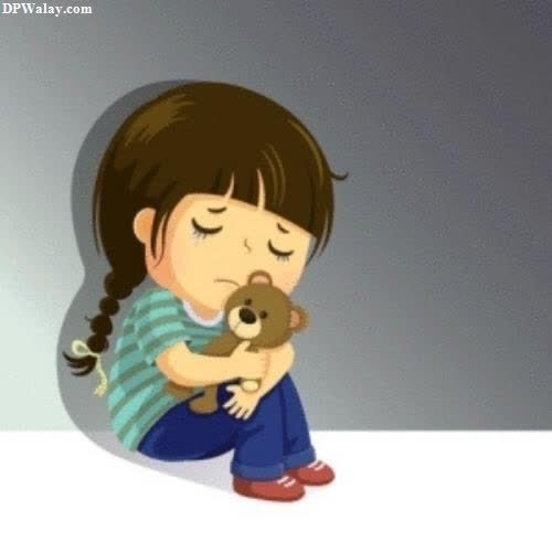 a little girl is hugging her teddy bear