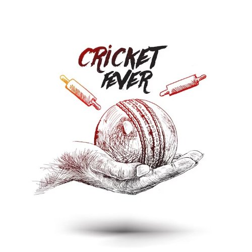 cricket ball and bat in hand sketch style cricket lover dp